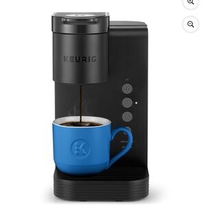 Keurig Black Coffee Maker with Blue Mug